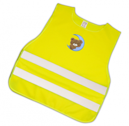 Reflektierende Kinderweste mit Bild BLAUER MOND MIT BÄRCHEN - erfüllt EN 17353